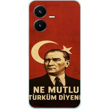 TechTree Vivo Y22S - Y35 Uyumlu Ne Mutlu Türkiye Bayrak Atatürk Baskılı Silikon Kılıf