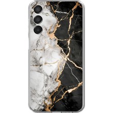 TechTree Samsung Galaxy M15 Uyumlu Siyah Beyaz Mermer Baskılı Silikon Kılıf