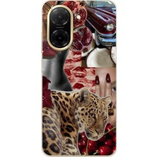 TechTree Redmi A5 Uyumlu Leopar Kırmızı Vibes Baskılı Silikon Kılıf