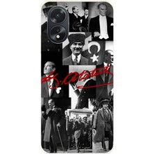 TechTree Oppo A38 Uyumlu Kırmızı Mustafa Kemal Atatürk Imza Baskılı Silikon Kılıf