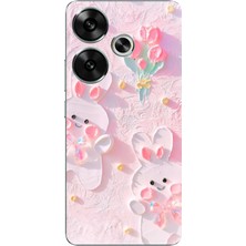 TechTree Poco F6 Uyumlu Sevimli Tavşanlar Baskılı Silikon Kılıf