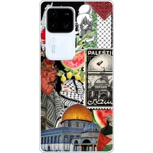 TechTree Vivo V30 Uyumlu Filistin Özgürlük Kolajı Baskılı Silikon Kılıf