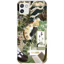 TechTree Samsung Galaxy A03 Uyumlu Yeşil Estetik Pano Kolaj Baskılı Silikon Kılıf