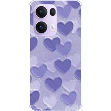 TechTree Oppo Reno 13 Pro Uyumlu Mor Kalpler Tasarımlı Baskılı Silikon Kılıf