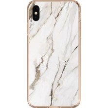 TechTree iPhone Xs Max Uyumlu Beyaz Mermer Baskılı Silikon Kılıf