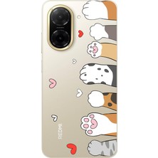 TechTree Redmi A5 Uyumlu Sevimli Kedi Patiler Tasarımlı Baskılı Silikon Kılıf
