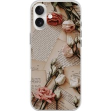 TechTree iPhone 16 Plus Uyumlu Retro Gazete Güller Tasarımlı Baskılı Silikon Kılıf