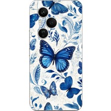 TechTree Honor 400 Pro Uyumlu Mavi Kelebekler Baskılı Silikon Kılıf