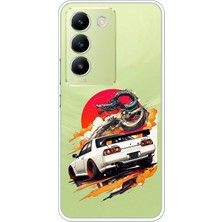 TechTree Vivo V30 Lite Uyumlu Gtr Güneş Ejderha Tasarımlı Baskılı Silikon Kılıf