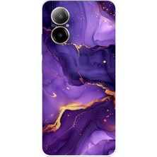 TechTree Realme 12 Lite - C67 Uyumlu Ametist Taşı Mor Mermer Baskılı Silikon Kılıf