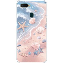 TechTree Oppo A5S-AX7-A12 Uyumlu Sahil Deniz Kabuğu Baskılı Silikon Kılıf