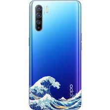 TechTree Oppo Reno 3 - A91 Uyumlu Kanagawa Oki Nami Ura Dalgası Tasarımlı Baskılı Silikon Kılıf