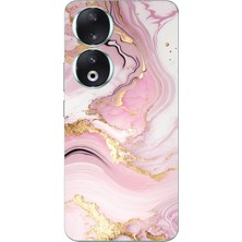 TechTree Honor 90 Uyumlu Pembe Mermer Baskılı Silikon Kılıf