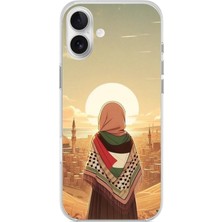 TechTree iPhone 16 Plus Uyumlu Filistine Özgürlük Kız Baskılı Silikon Kılıf