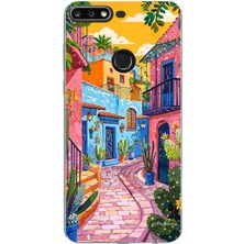 TechTree Huawei Y7 2018 - Honor 7c Uyumlu Renkli Sanat Sokak Silikon Kılıf