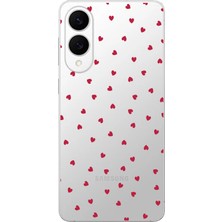 TechTree Samsung Galaxy S25 Edge Uyumlu Kırmızı Kalpler Tasarımlı Baskılı Silikon Kılıf