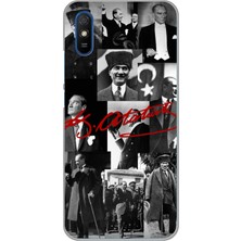 TechTree Redmi 9A Uyumlu Kırmızı Mustafa Kemal Atatürk Imza Baskılı Silikon Kılıf