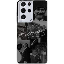 TechTree Samsung Galaxy S21 Ultra Uyumlu Kemal Atatürk Imza Baskılı Silikon Kılıf