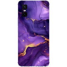 TechTree Infinix Gt 30 Pro Uyumlu Ametist Taşı Mor Mermer Baskılı Silikon Kılıf
