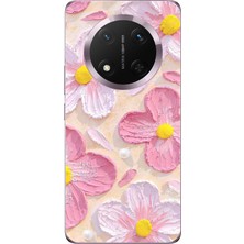 TechTree Honor Magic 7 Lite Uyumlu Pembe Beyaz Çiçekler Sulu Boya Baskılı Silikon Kılıf