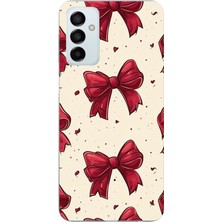 TechTree Samsung Galaxy M14 Uyumlu Büyük Kırmızı Fiyonklar Baskılı Silikon Kılıf
