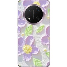 TechTree Honor Magic 7 Lite Uyumlu Mor Papatyalar Sulu Boya Baskılı Silikon Kılıf