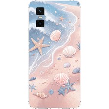 TechTree Infinix Gt 30 Pro Uyumlu Sahil Deniz Kabuğu Baskılı Silikon Kılıf