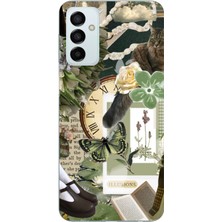 TechTree Samsung Galaxy M14 Uyumlu Yeşil Estetik Pano Kolaj Baskılı Silikon Kılıf