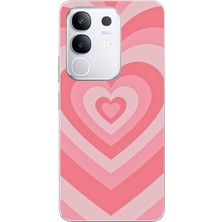 TechTree Vivo Y29 Uyumlu Pembe Kalpler Baskılı Silikon Kılıf