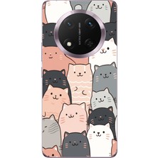 TechTree Honor Magic 7 Lite Uyumlu Pufi Kedicikler Tasarımlı Baskılı Silikon Kılıf