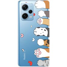 TechTree Redmi Note 12 Pro 5g Uyumlu Sevimli Kedi Patiler Tasarımlı Baskılı Silikon Kılıf