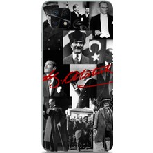 TechTree Redmi 10C - Poco C40 Uyumlu Kırmızı Mustafa Kemal Atatürk Imza Baskılı Silikon Kılıf