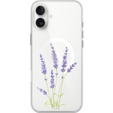 TechTree iPhone 16 Plus Uyumlu Lavanta Çiçek Tasarımlı Baskılı Silikon Kılıf