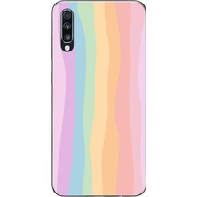 TechTree Samsung Galaxy A70 Uyumlu Gökkuşağı Rengarenk Baskılı Silikon Kılıf