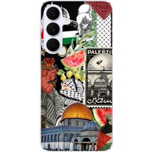 TechTree Samsung Galaxy S25 Fe Uyumlu Filistin Özgürlük Kolajı Baskılı Silikon Kılıf