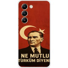 TechTree Vivo V30 Lite Uyumlu Ne Mutlu Türkiye Bayrak Atatürk Baskılı Silikon Kılıf