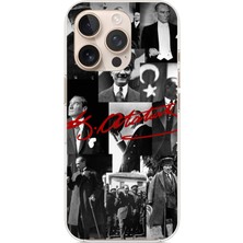 TechTree iPhone 16 Pro Max Uyumlu Kırmızı Mustafa Kemal Atatürk Imza Baskılı Silikon Kılıf