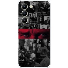 TechTree Vivo V30 Lite Uyumlu Atatürk Gözler Tasarım Baskılı Silikon Kılıf