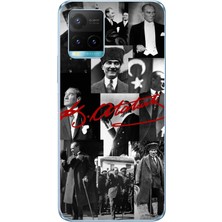 TechTree Vivo Y21S/Y33S/Y32 Uyumlu Kırmızı Mustafa Kemal Atatürk Imza Baskılı Silikon Kılıf