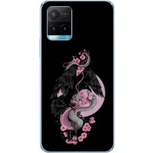 TechTree Vivo Y21S/Y33S/Y32 Uyumlu Pembe Siyah Yılan Baskılı Silikon Kılıf