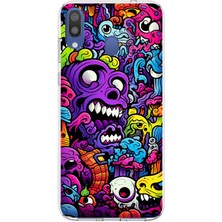 TechTree Samsung Galaxy M20 Uyumlu Psikodeli Renkli Canavarlar Baskılı Silikon Kılıf