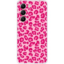 TechTree Vivo V30 Lite Uyumlu Pembe Leopar Tasarımlı Baskılı Silikon Kılıf