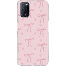 TechTree Oppo A52-A72-A92 Uyumlu Pembe Kalpli Fiyonklar Baskılı Silikon Kılıf