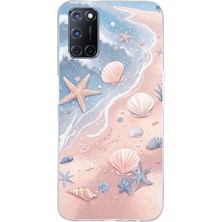 TechTree Oppo A52-A72-A92 Uyumlu Sahil Deniz Kabuğu Baskılı Silikon Kılıf