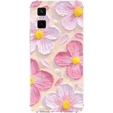TechTree Infinix Gt 30 Pro Uyumlu Pembe Beyaz Çiçekler Sulu Boya Baskılı Silikon Kılıf