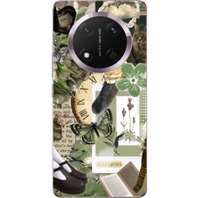 TechTree Honor Magic 7 Lite Uyumlu Yeşil Estetik Pano Kolaj Baskılı Silikon Kılıf