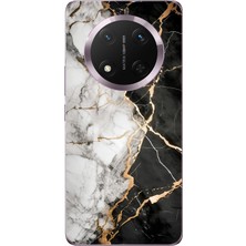 TechTree Honor Magic 7 Lite Uyumlu Siyah Beyaz Mermer Baskılı Silikon Kılıf