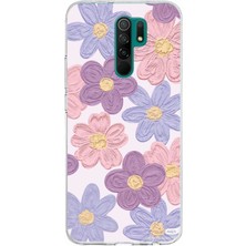TechTree Redmi 9 Uyumlu Renkli Papatyalar Sulu Boya Baskılı Silikon Kılıf
