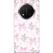 TechTree Honor Magic 7 Lite Uyumlu Pembe Çiçek ve Fiyonklar Baskılı Silikon Kılıf