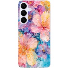 TechTree Samsung Galaxy S25 Fe Uyumlu Renkli Çiçekler Sulu Boya Baskılı Silikon Kılıf